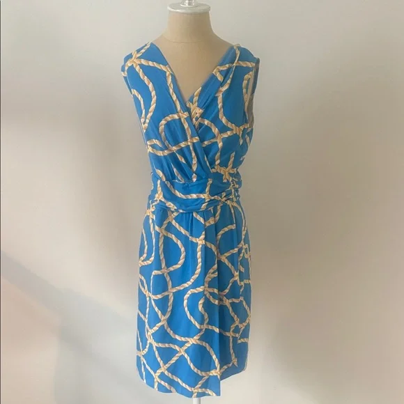 J. McLaughlin Blue and Tan Rope Pattern Dress - Picture 1 of 6